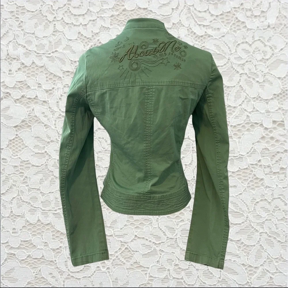 vintage green moto jacket with 